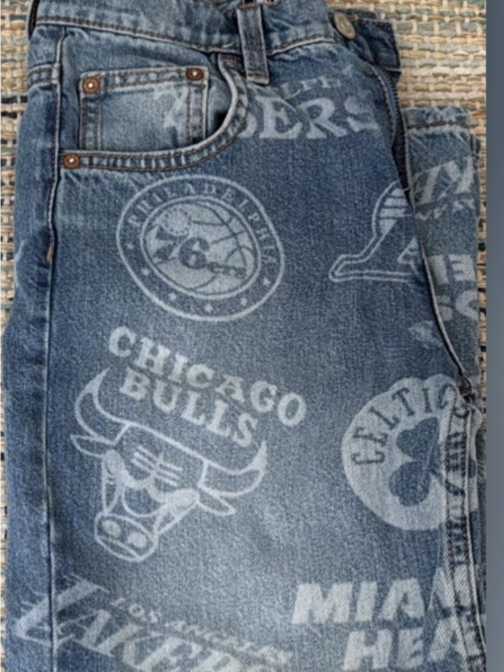 Zara Blue NBA Logo Print Kids Jeans